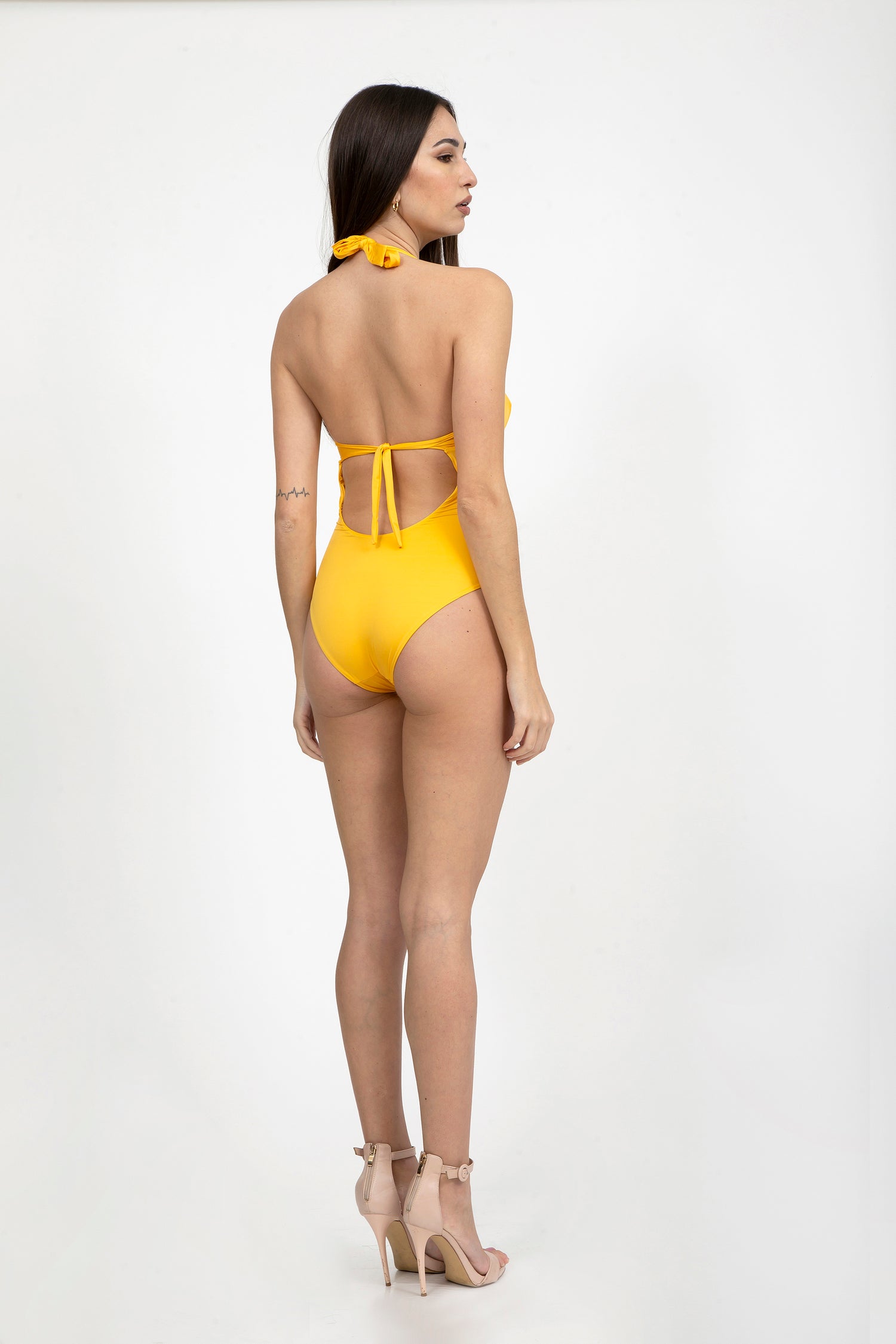 Plain V-Neck Swimsuit