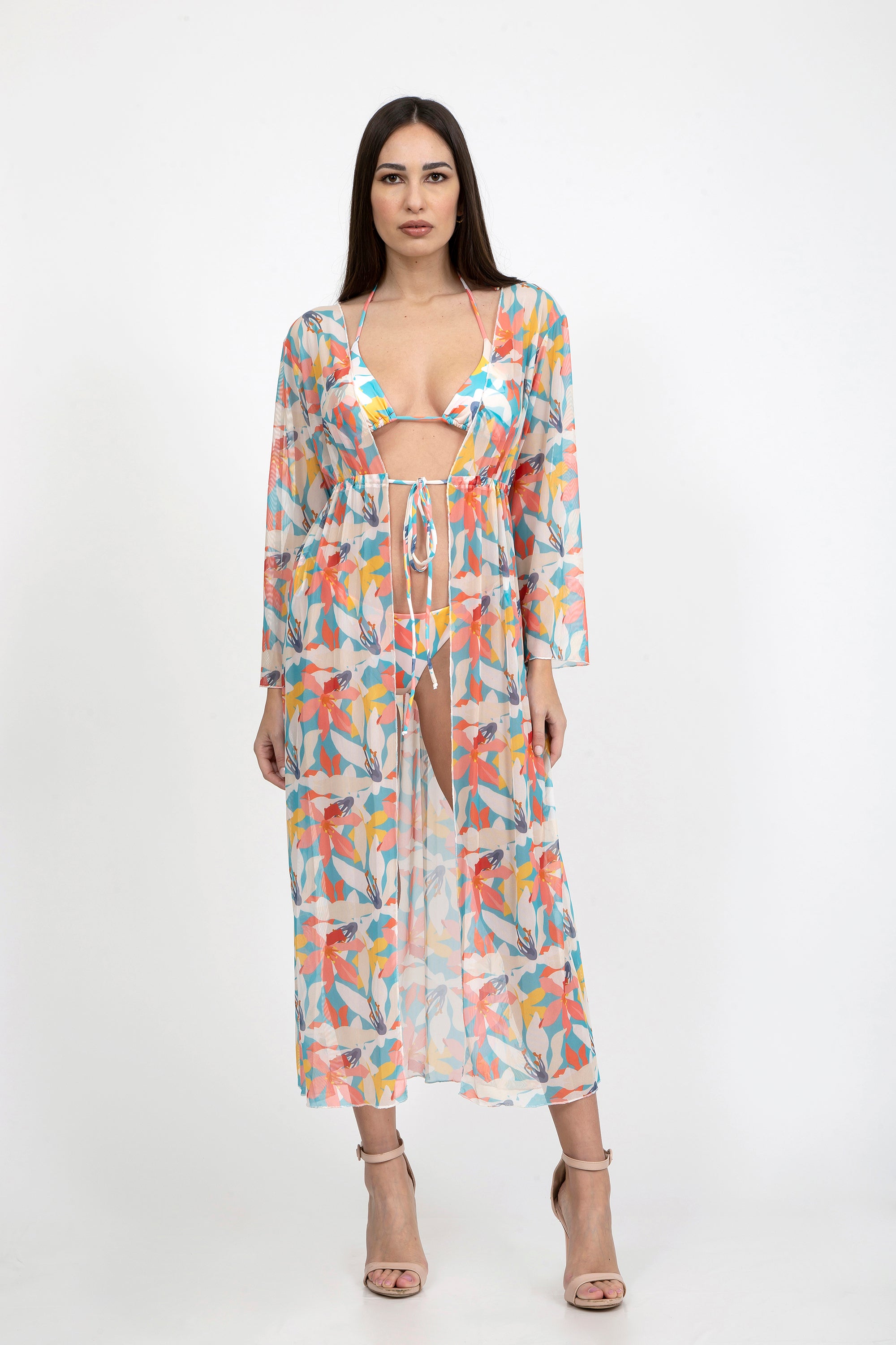 Pastel Mesh Robe Cover-Up