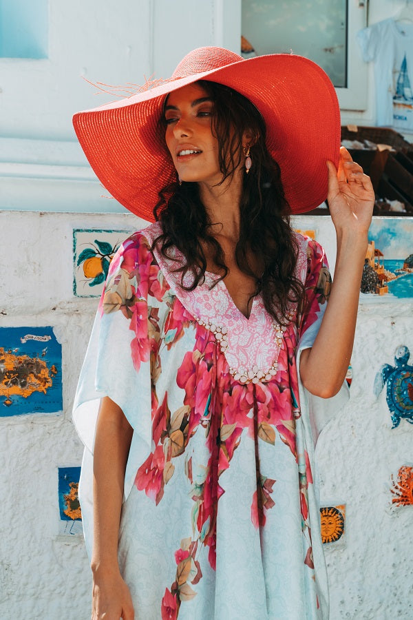 Silk Flower Printed Dress With Pants