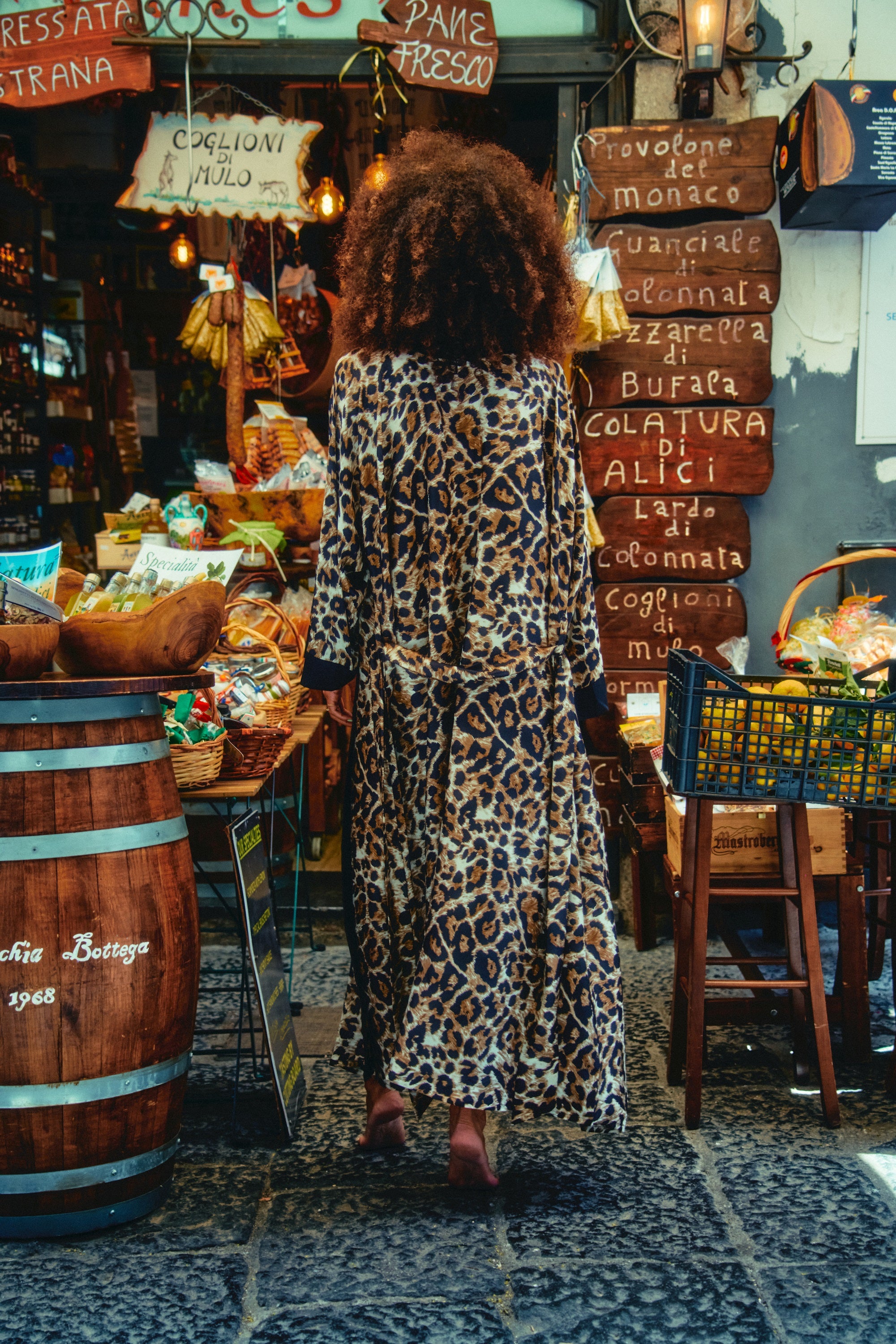 Animalier Silk Satin Robe