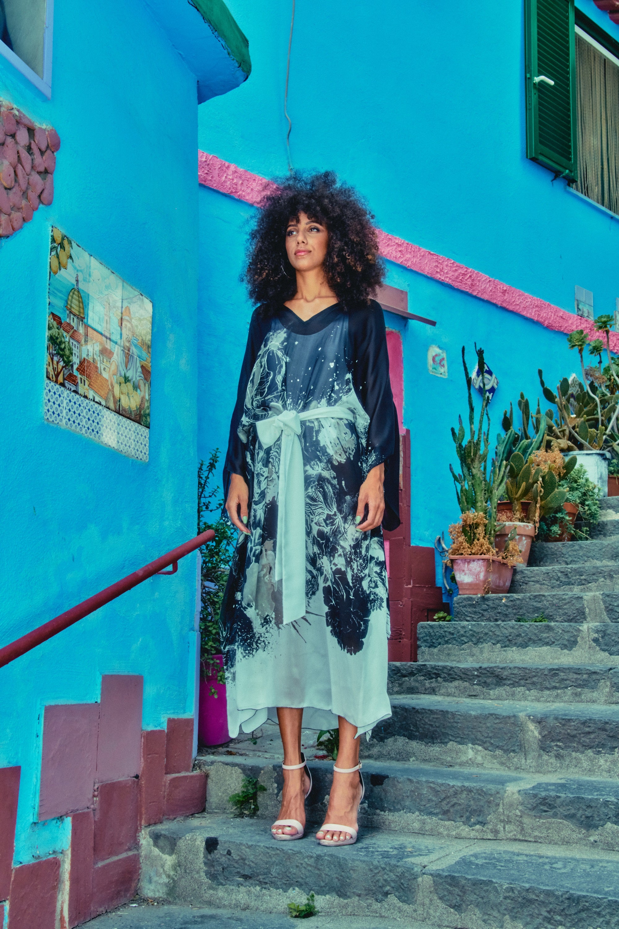Chiffon Kaftan With Belt