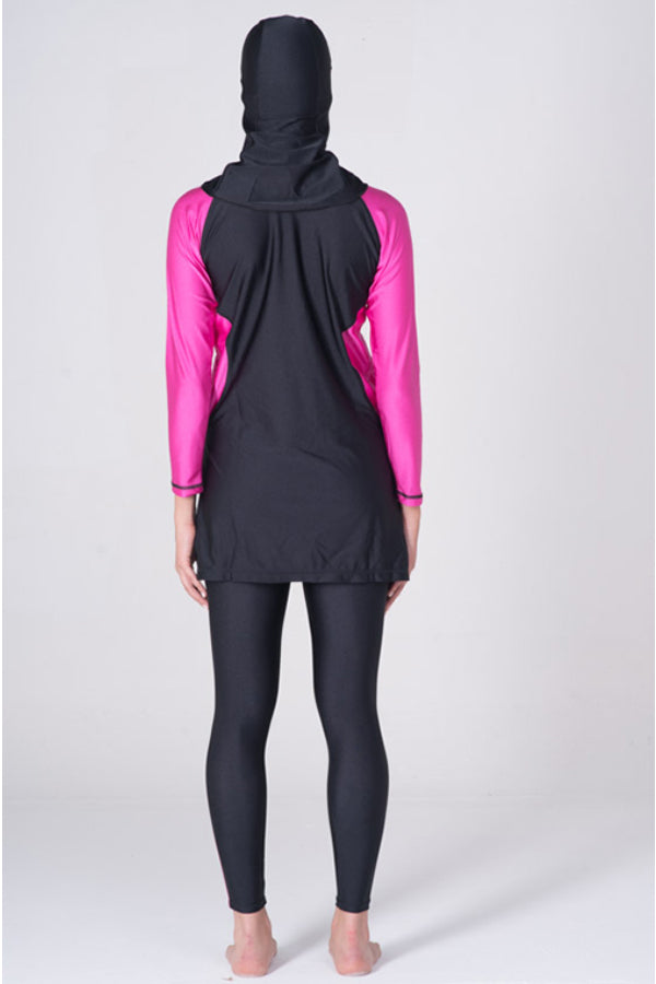 LBK16 -Women Burkini with Tight Leggings, Head Cover & with Contrast Stitching - CAPRI LIFESTYLE READY MADE GARMENTS TRADING L.L.C