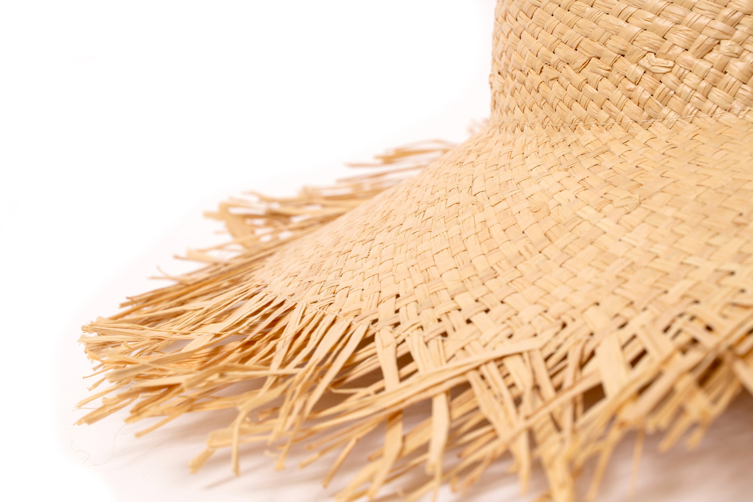 Natural Woven Frayed Edge Straw Hat