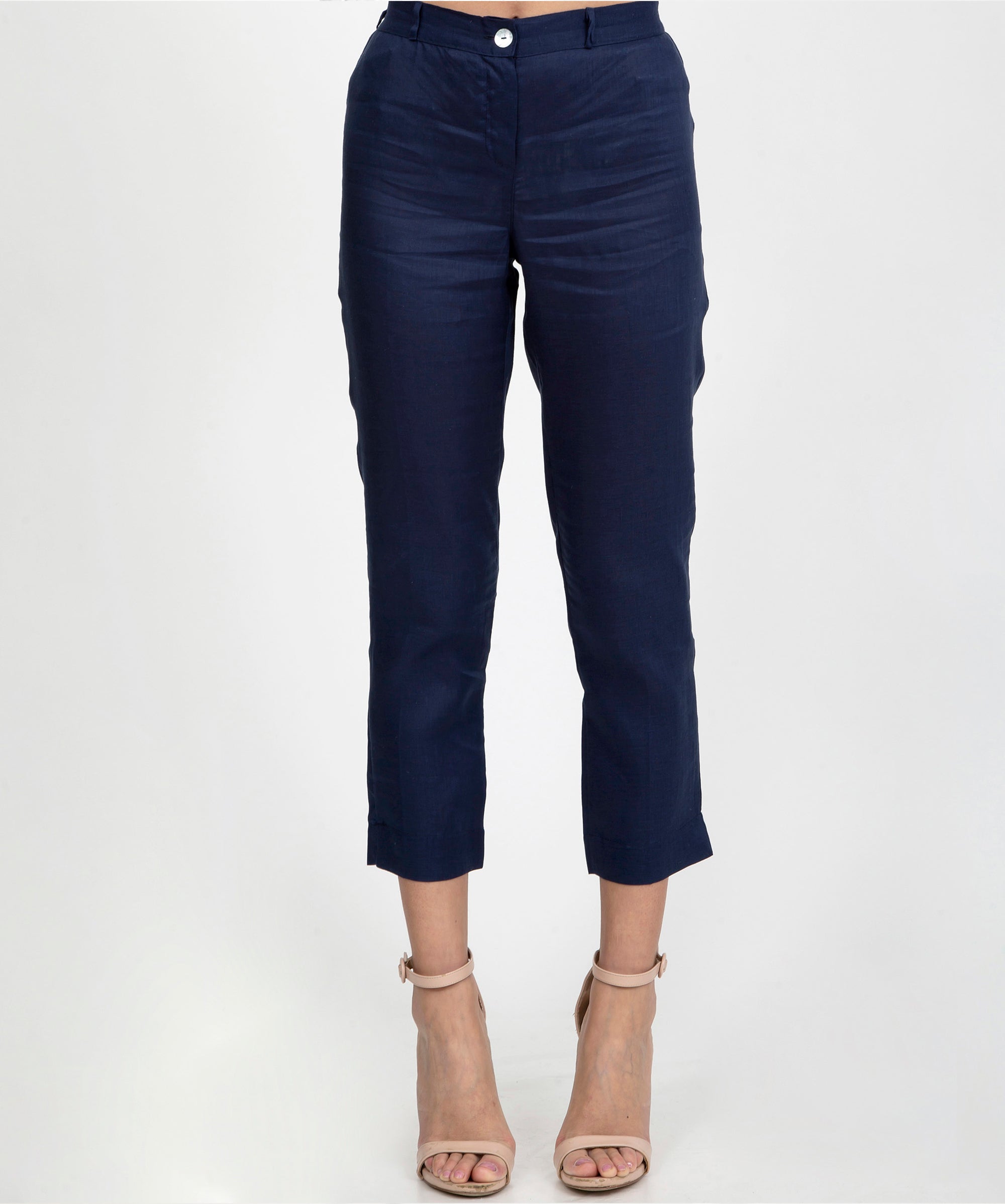 Pantaloni di lino tinta unita