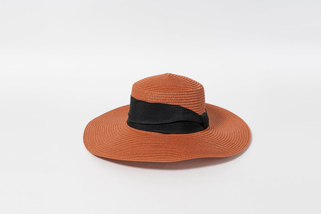 Boater Hat with Fabric Bow