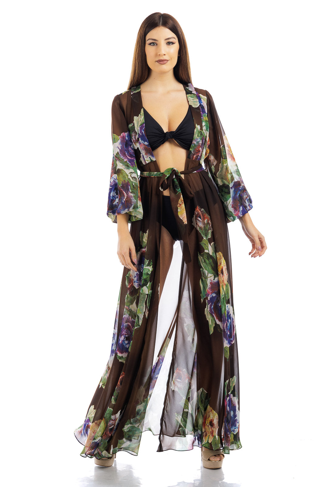 Silk Chiffon Flowery Robe