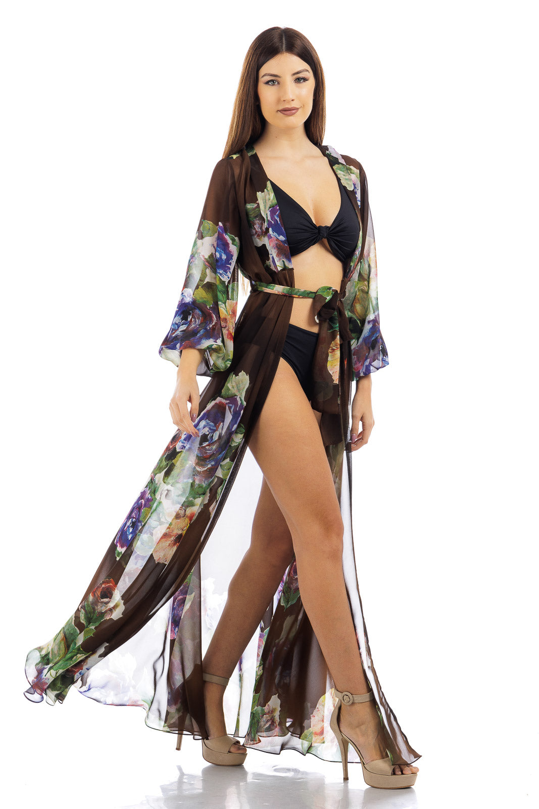 Silk Chiffon Flowery Robe