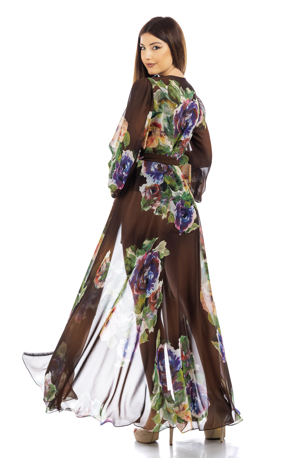 Silk Chiffon Flowery Robe