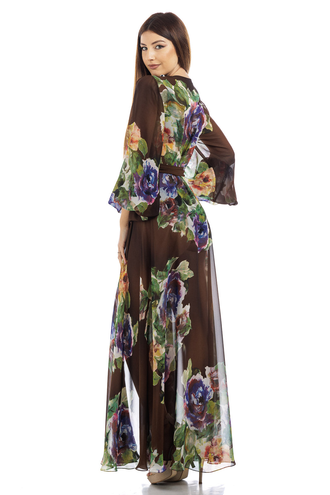 Silk Chiffon Flowery Robe