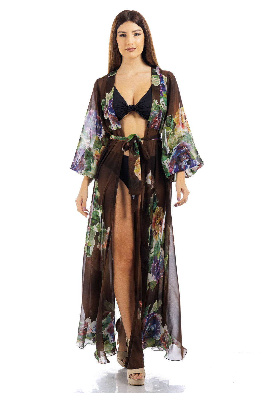 Silk Chiffon Flowery Robe