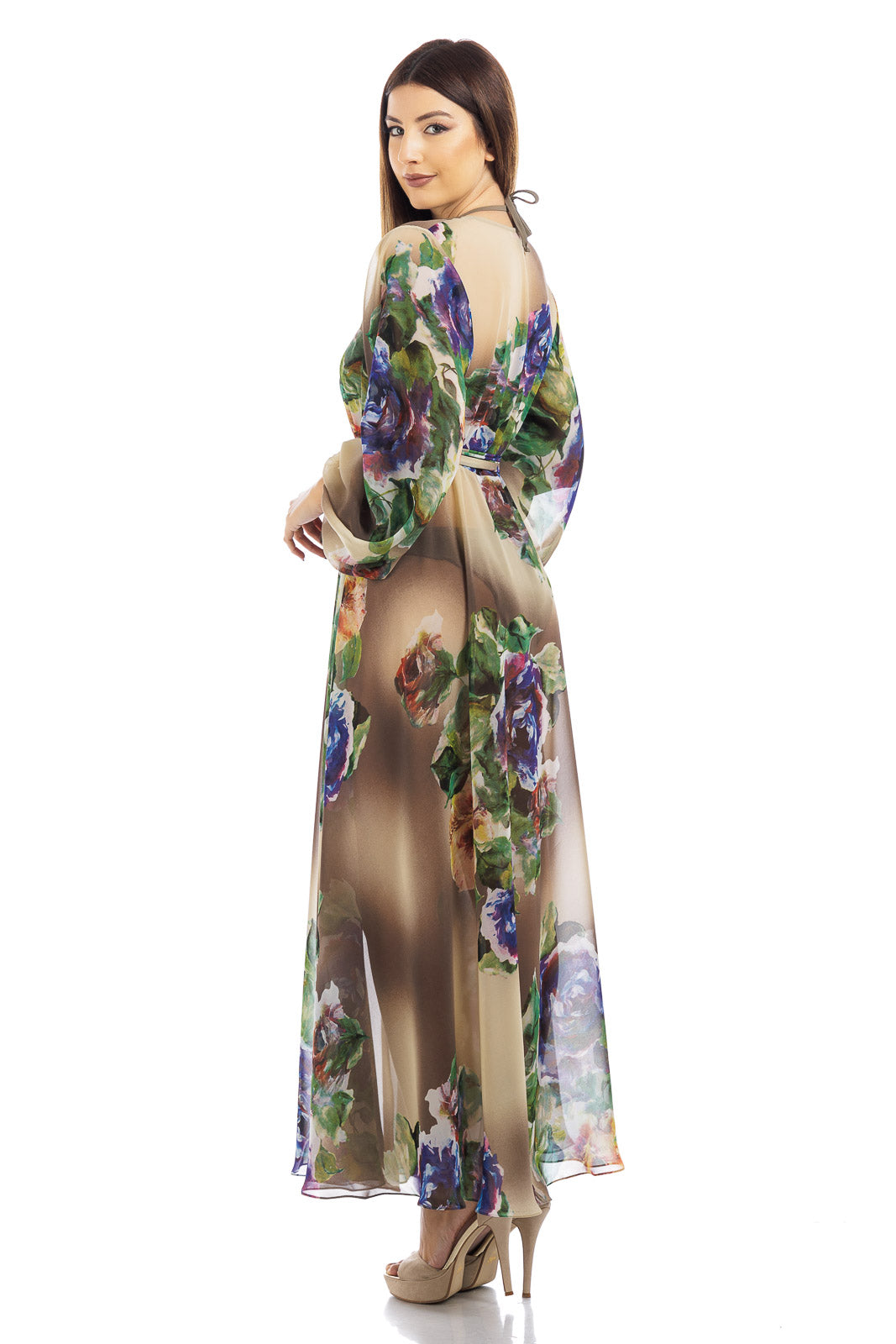 Silk Chiffon Flowery Robe