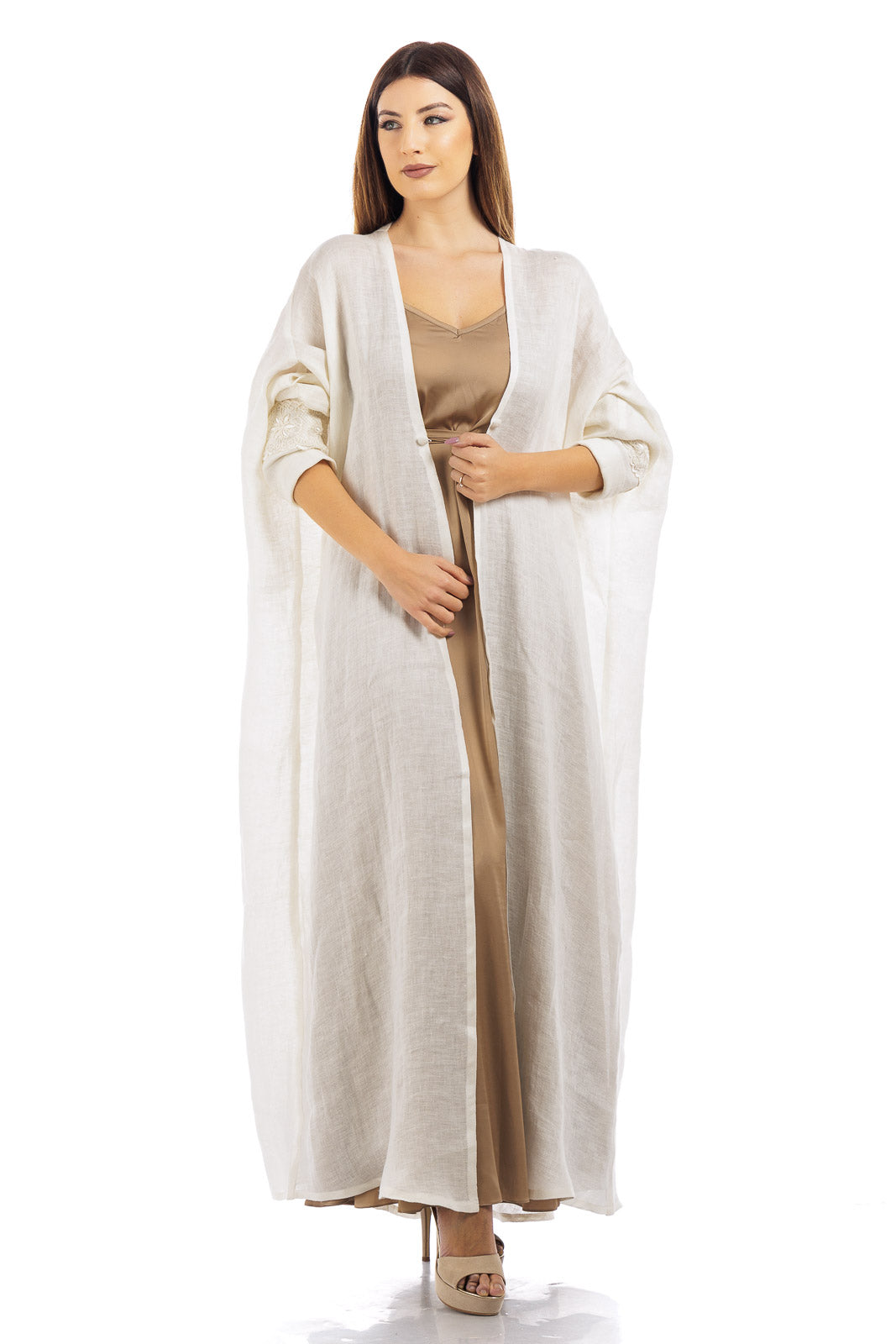 Abaya di lino tinta unita