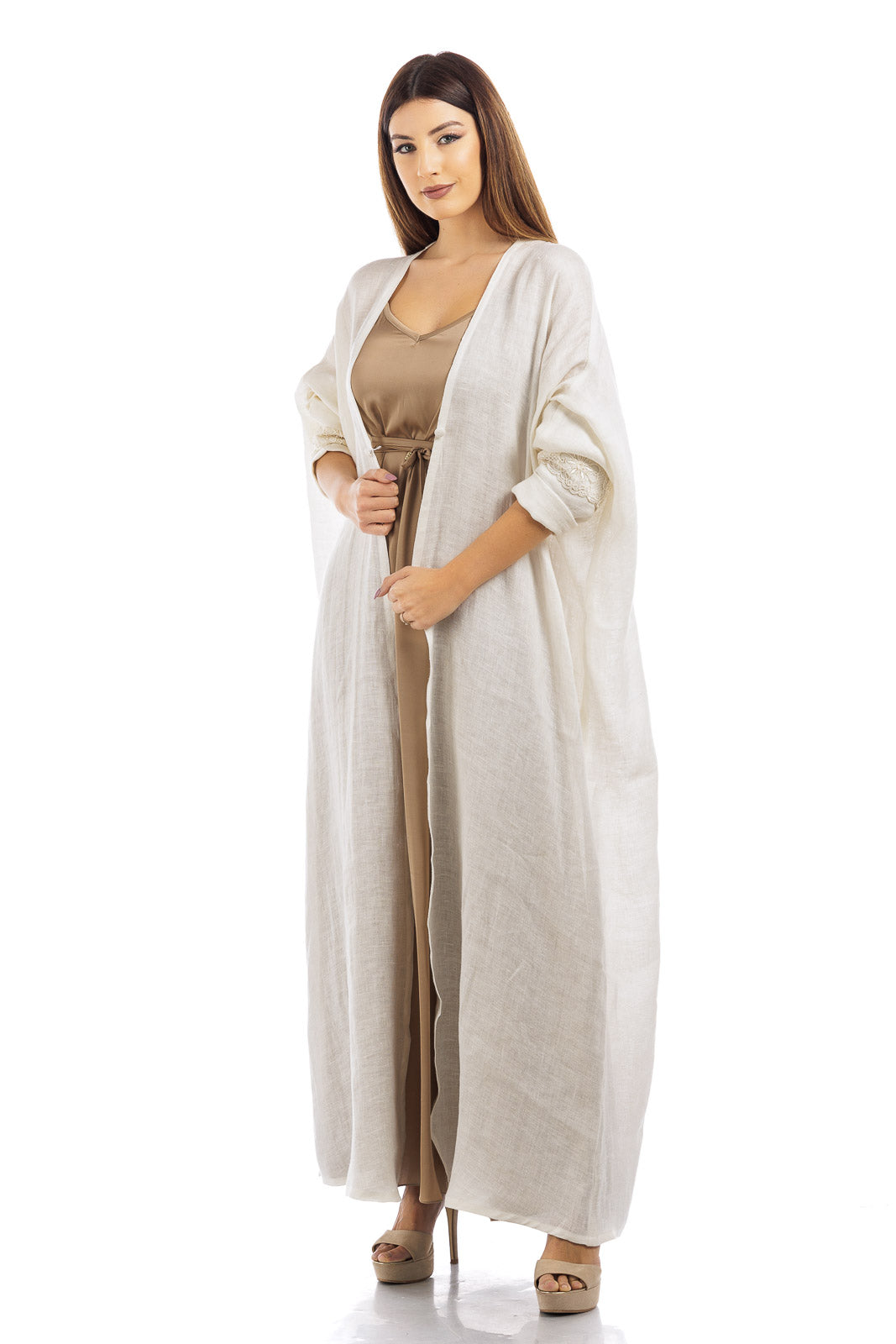 Abaya di lino tinta unita