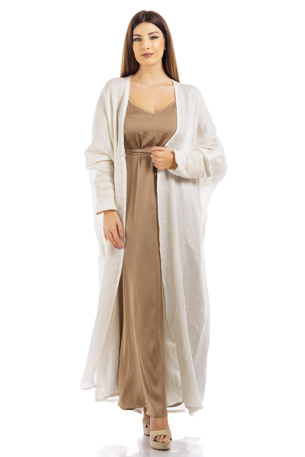 Abaya di lino tinta unita