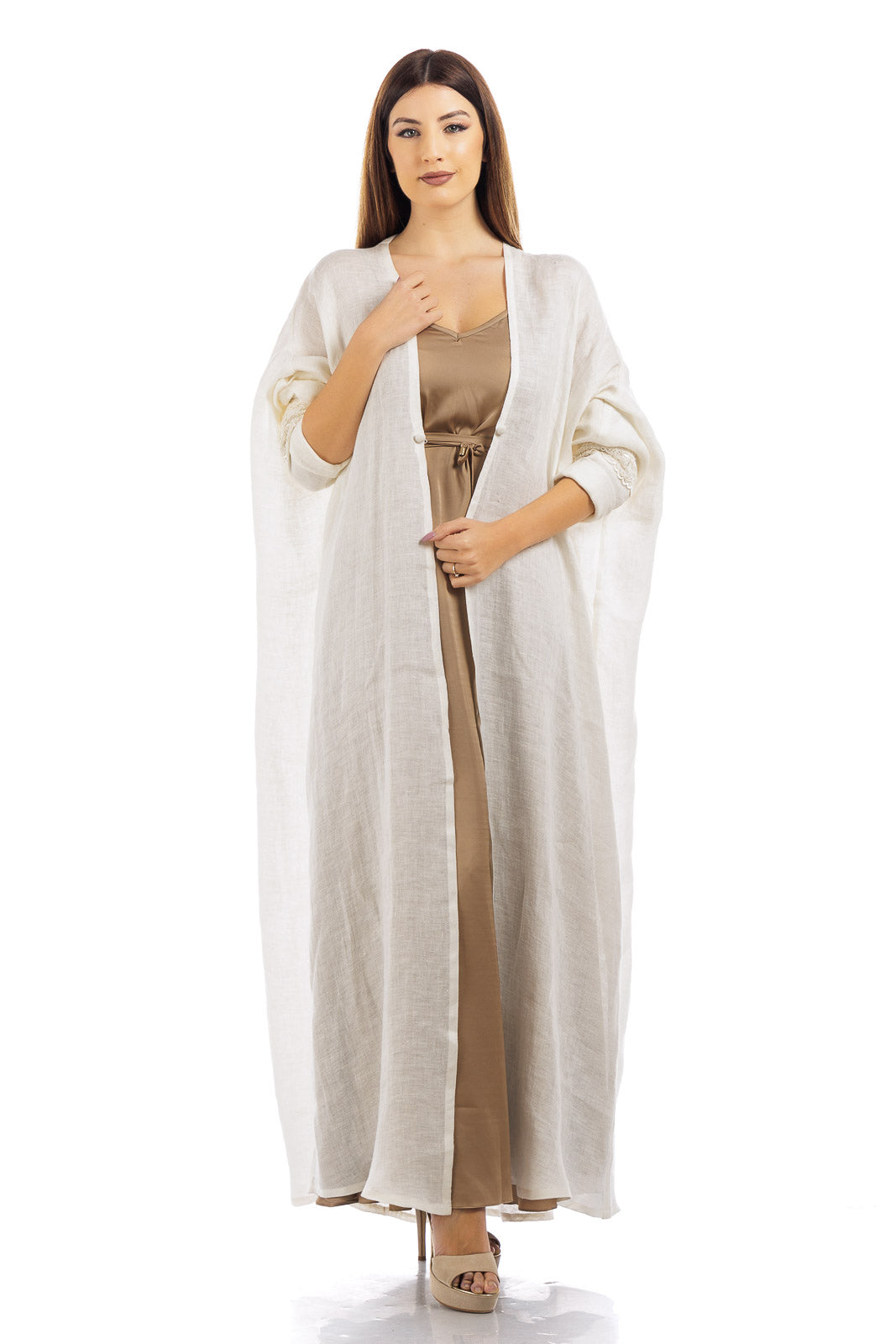 Abaya di lino tinta unita