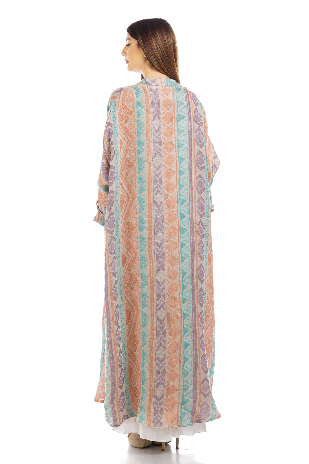 Abaya di lino multicolore