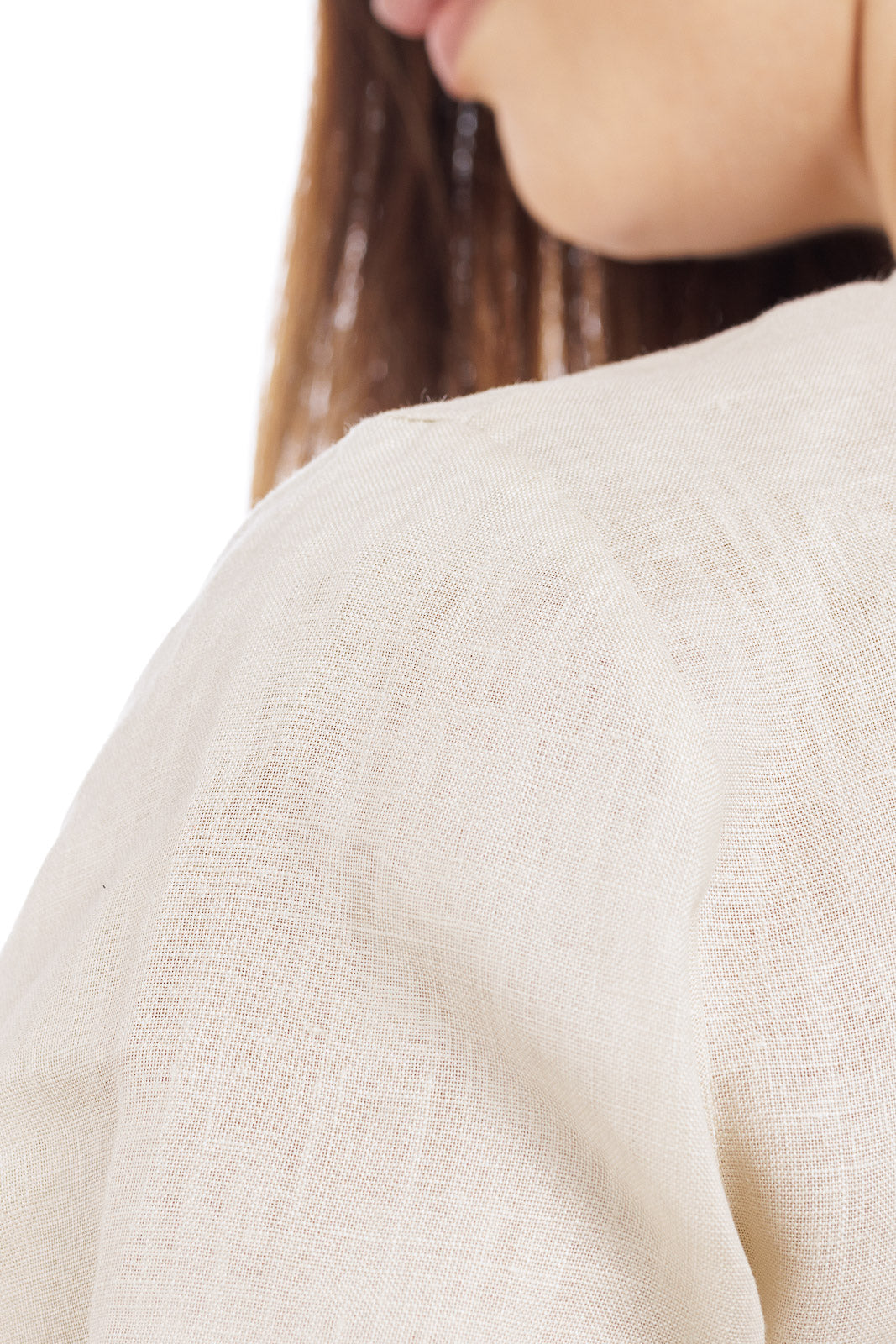 Blusa fluida in lino tinta unita