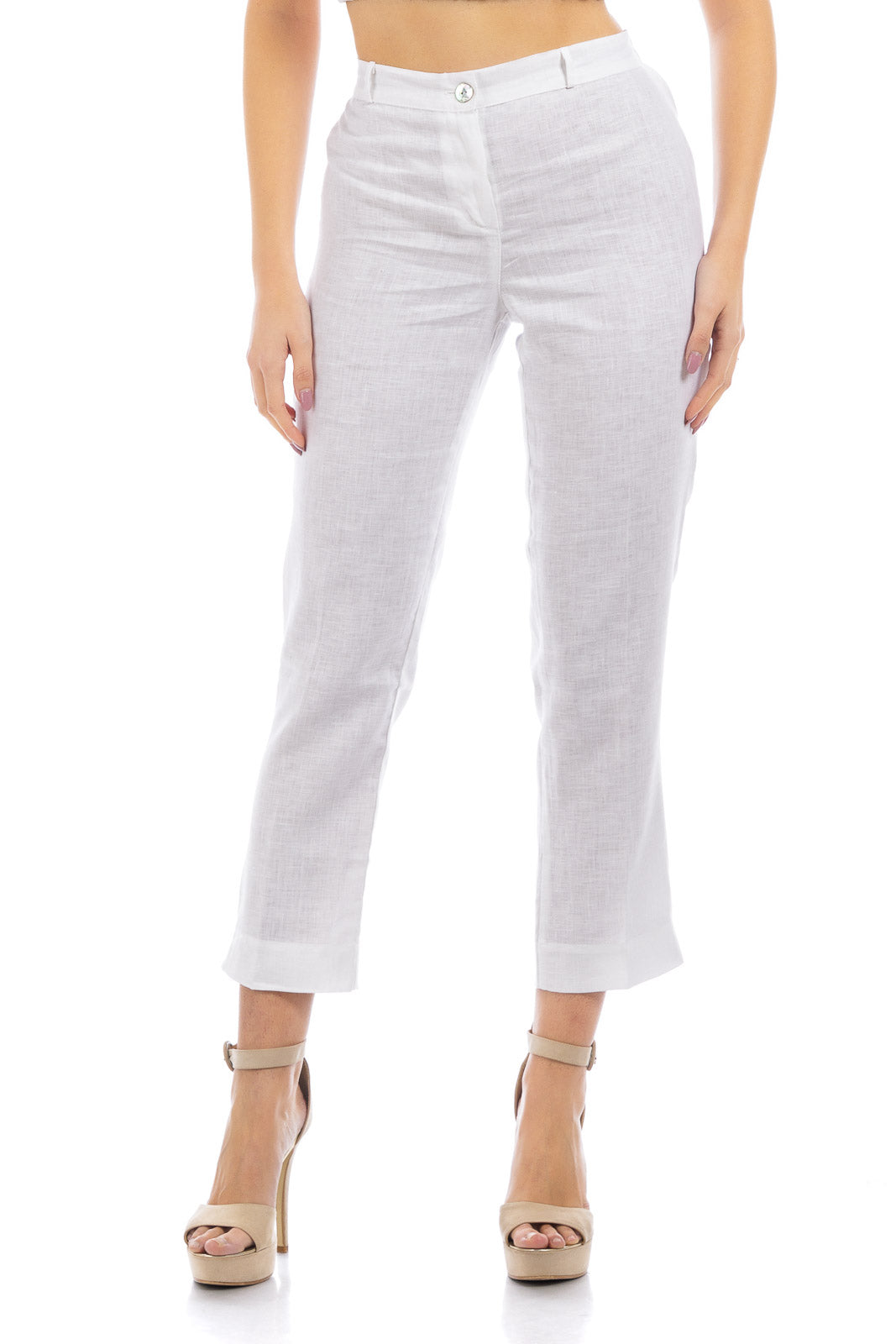 Pantaloni di lino tinta unita