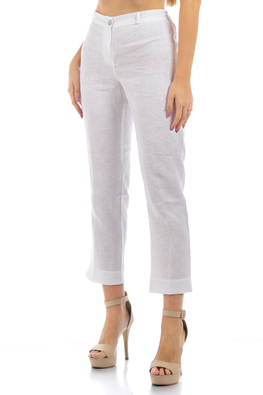 Pantaloni di lino tinta unita