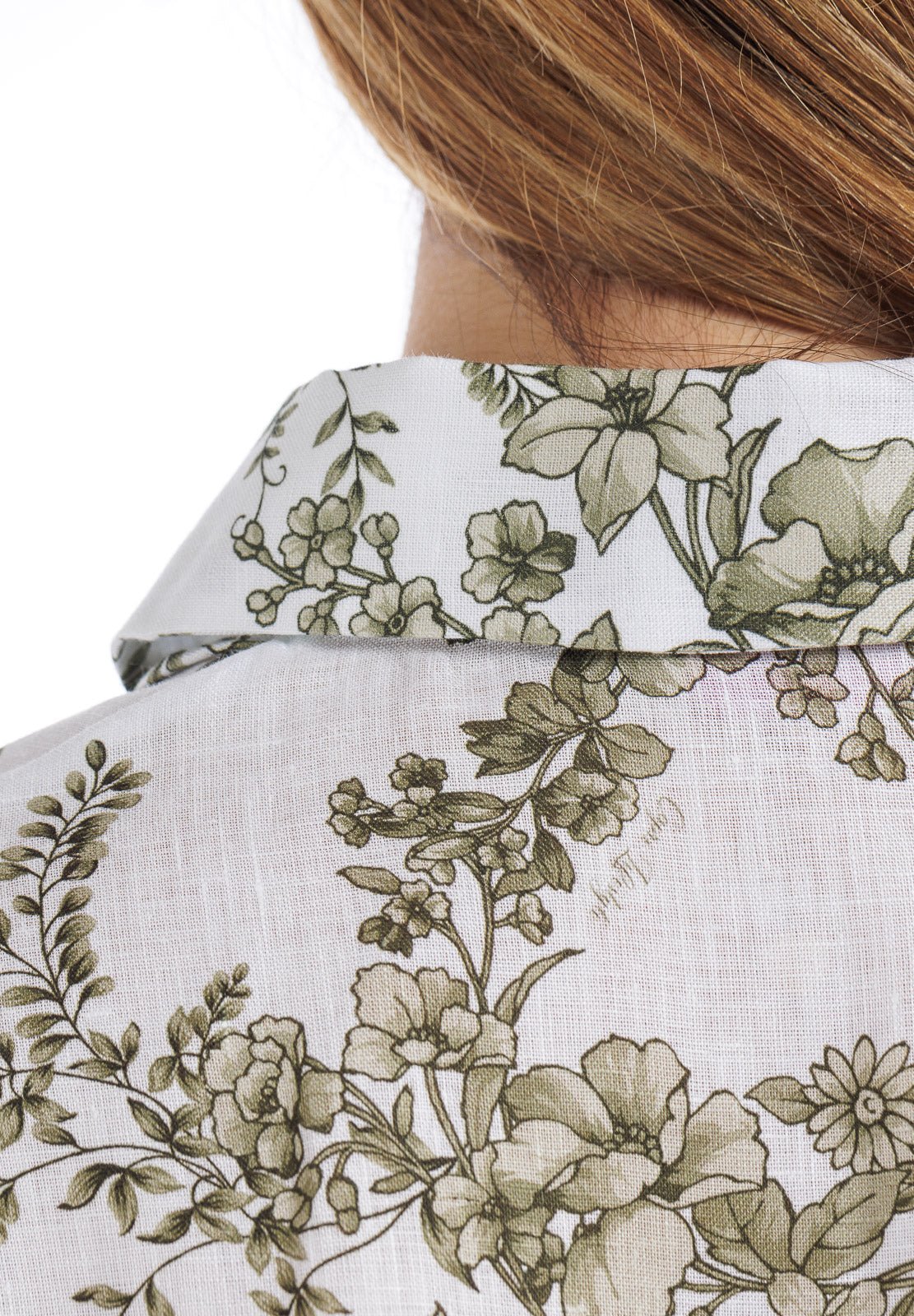 Flowery Linen Tie Front Crop Blouse