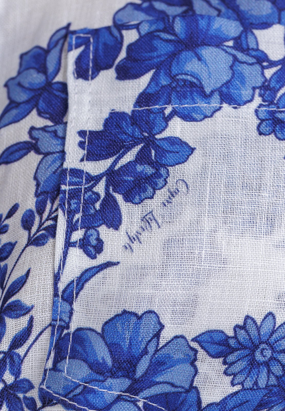 Flowery Linen Tie Front Crop Blouse