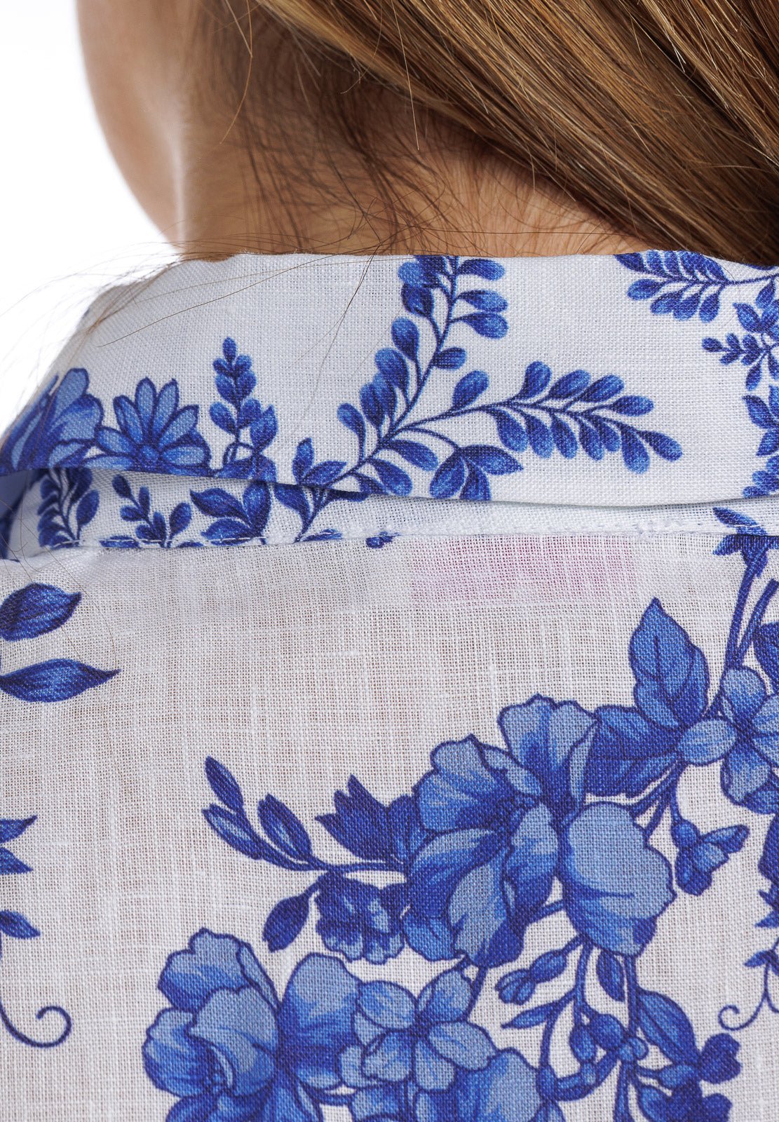 Flowery Linen Tie Front Crop Blouse