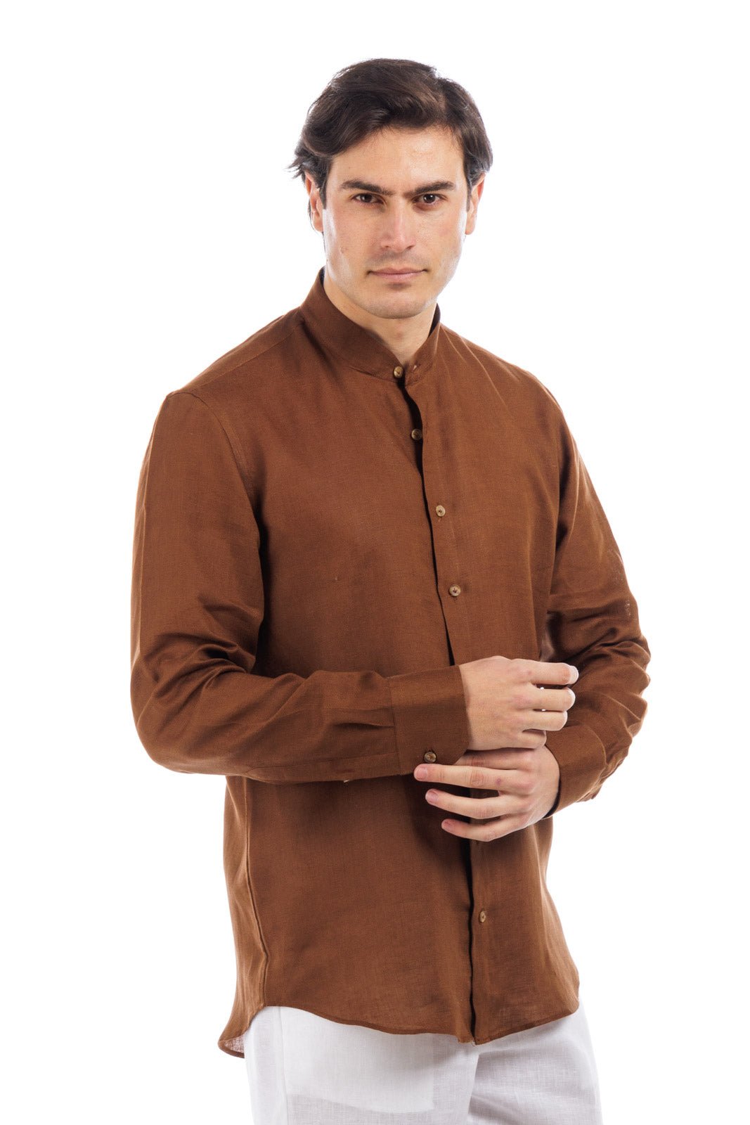 Korean Collar Linen Shirt