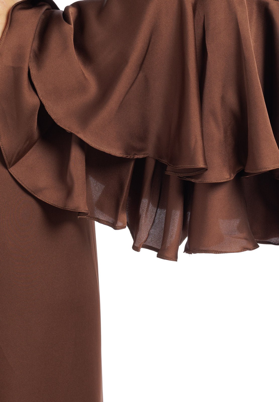 Abito lungo in seta tinta unita