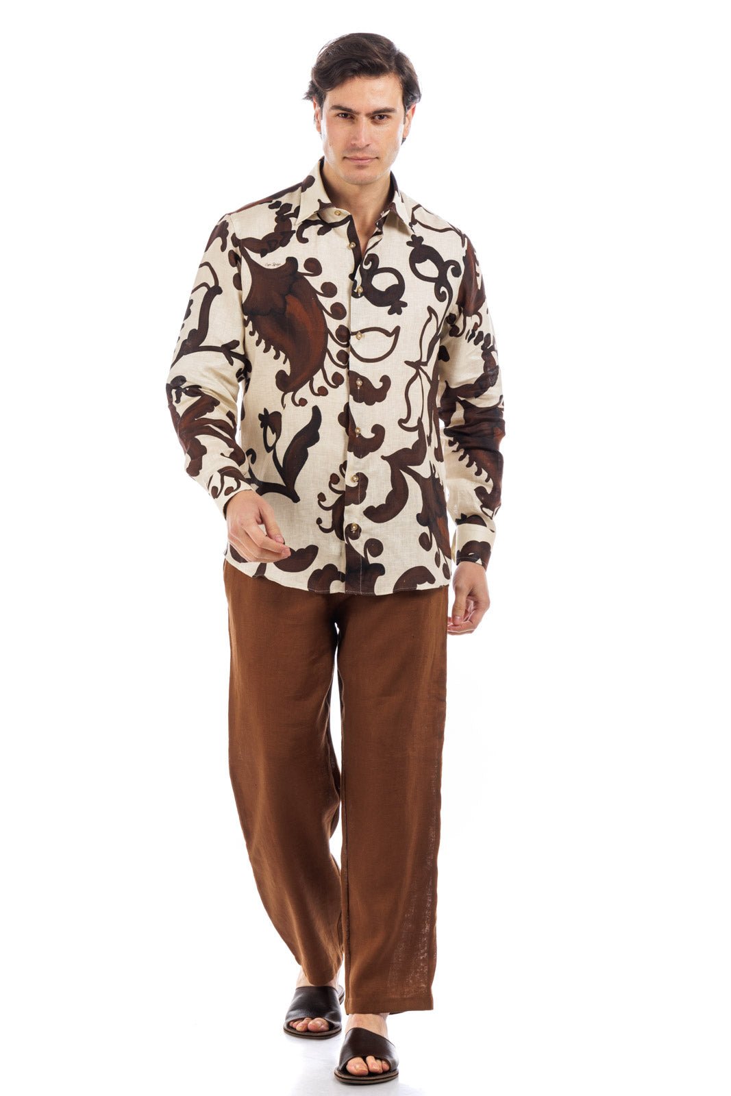 Pattern Full Button Linen Shirt