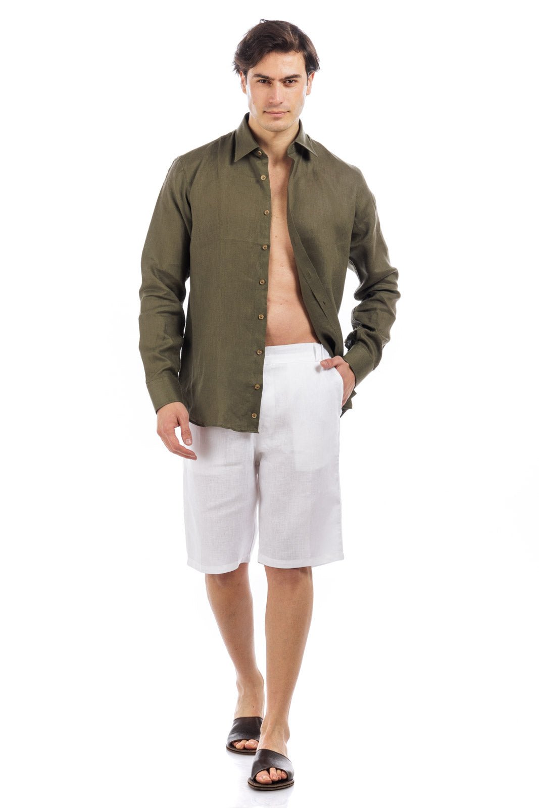 Plain Linen Shorts Bermuda