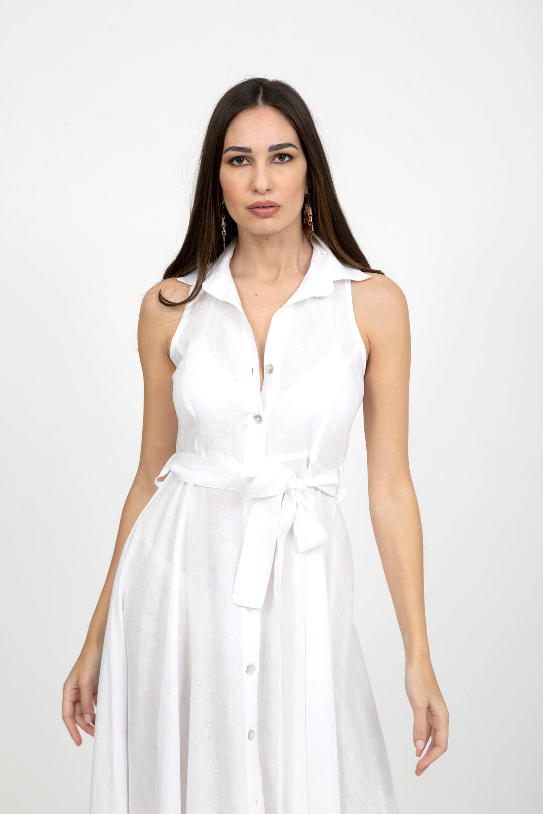 Plain Linen Sleeveless Dress