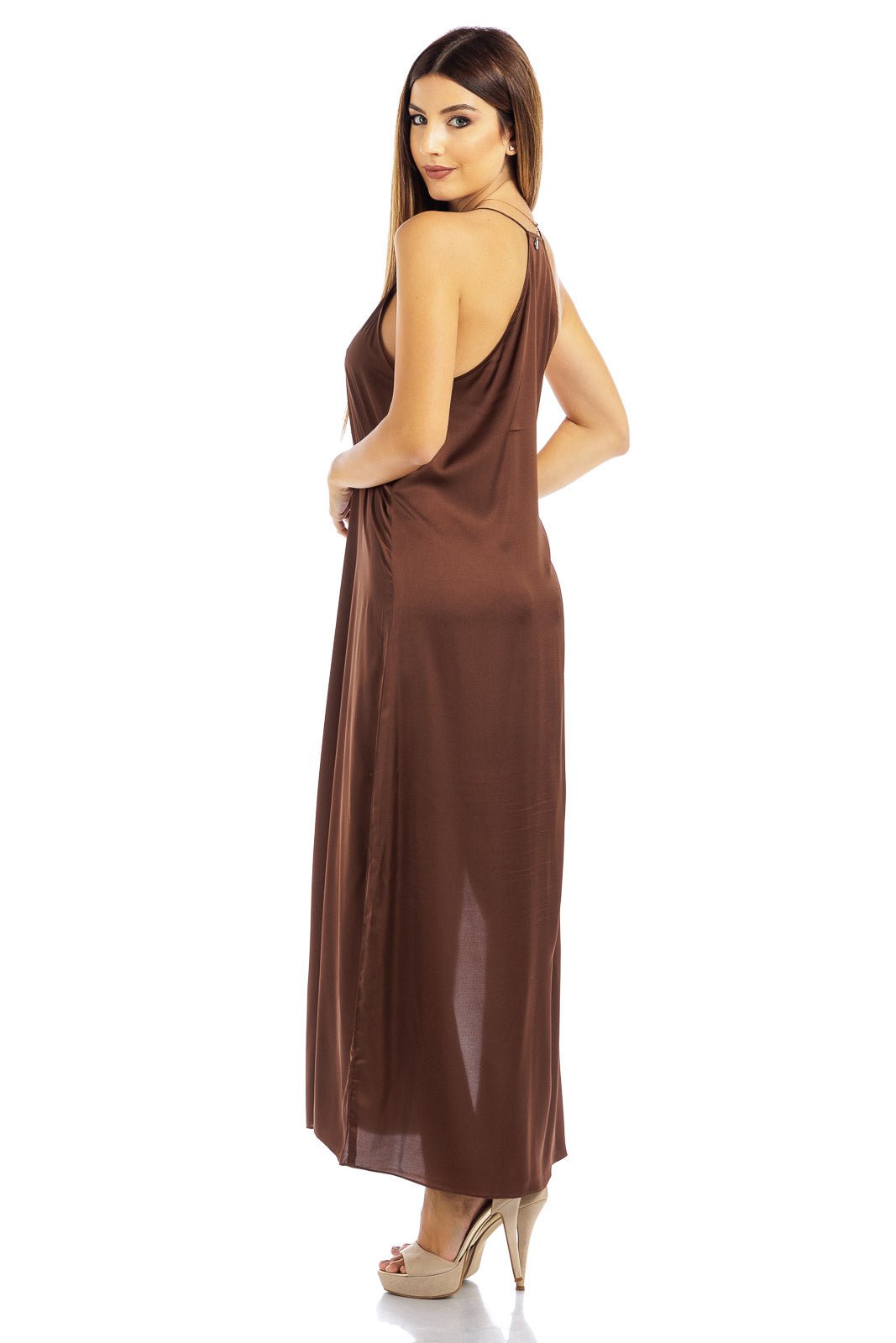 Abito in raso di seta tinta unita