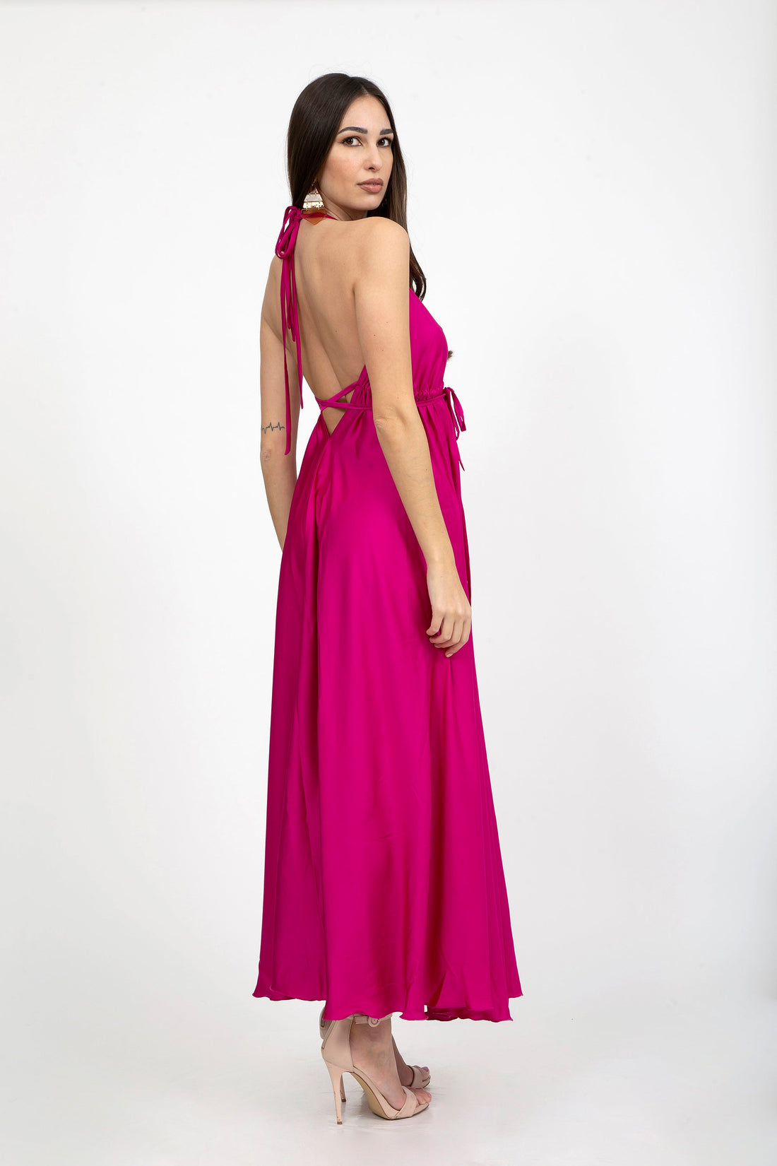 Plain Silk Satin Dress - Dresses - by CAPRI LIFESTYLE