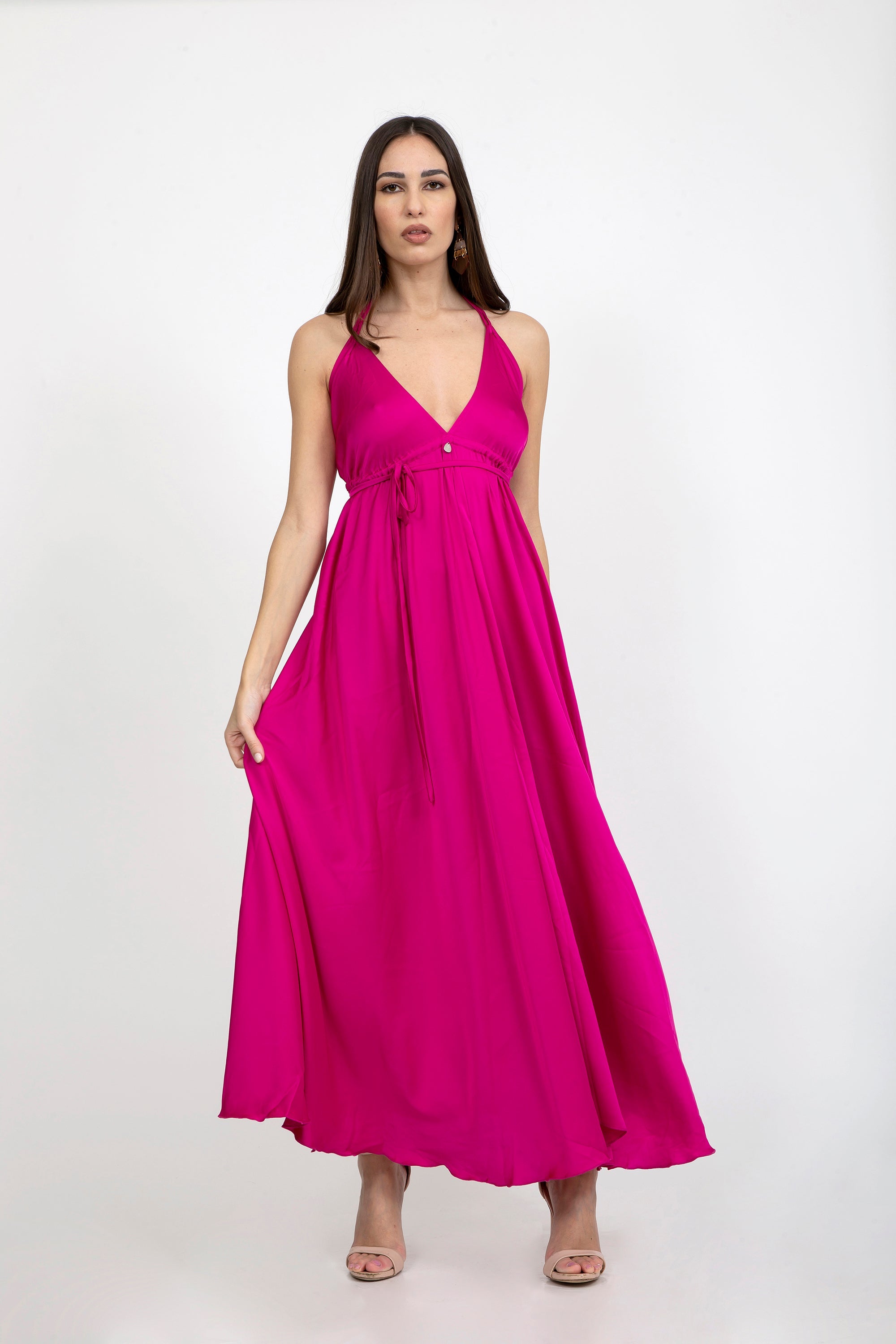 Plain Silk Satin Dress - Dresses - by CAPRI LIFESTYLE