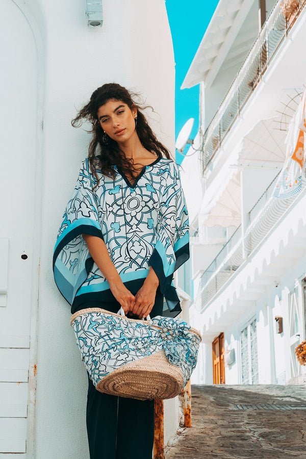 Silk Kaftan With Pants - Limited Collection - by CAPRI LIFESTYLE