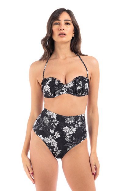 Black high-waist two-piece bikini set