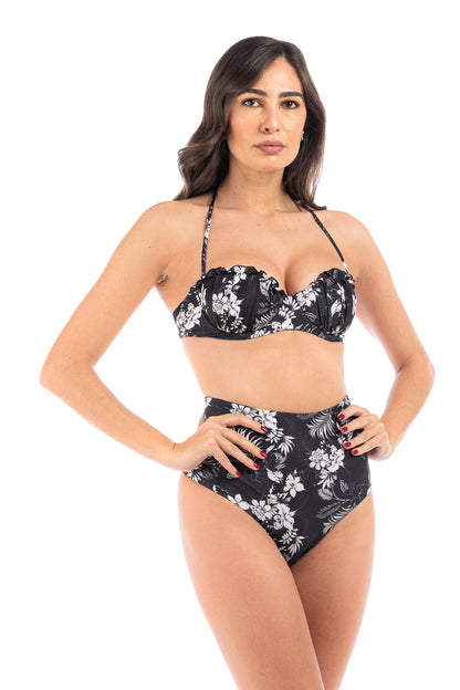 Black high-waist two-piece bikini set