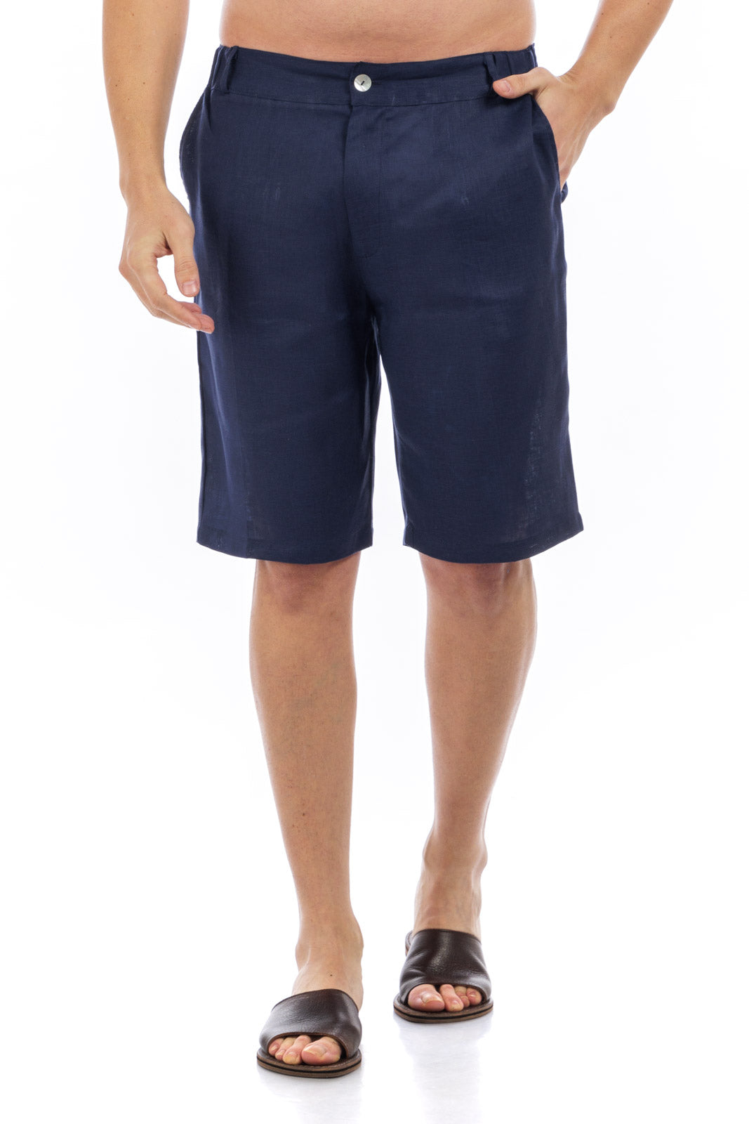 Plain Linen Shorts Bermuda