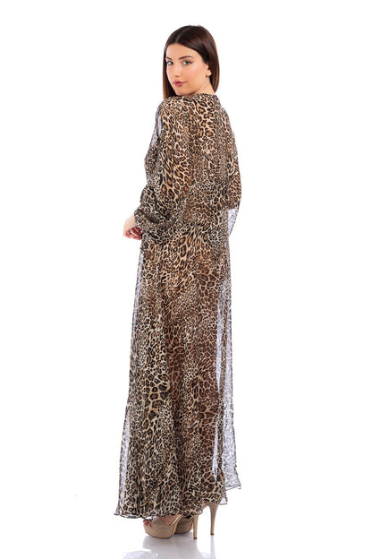 Animalier Silk Chiffon Long Coverup