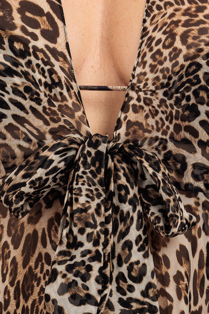 Animalier Silk Chiffon Long Coverup