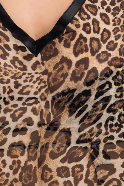 Animalier Silk Chiffon Long Kaftan