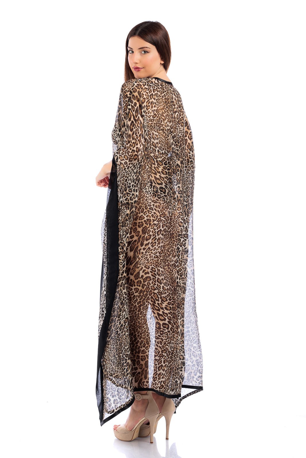Animalier Silk Chiffon Long Kaftan