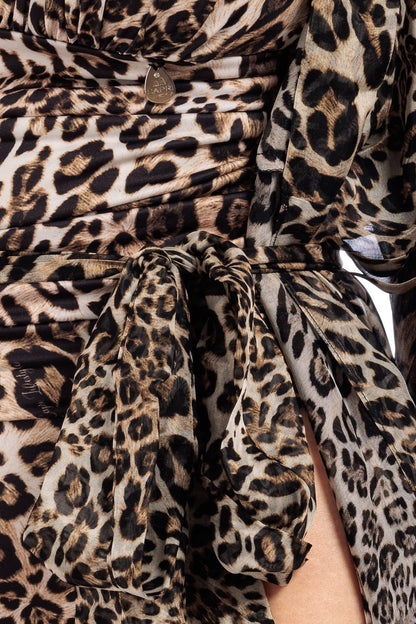 Animalier Silk Chiffon Long Robe