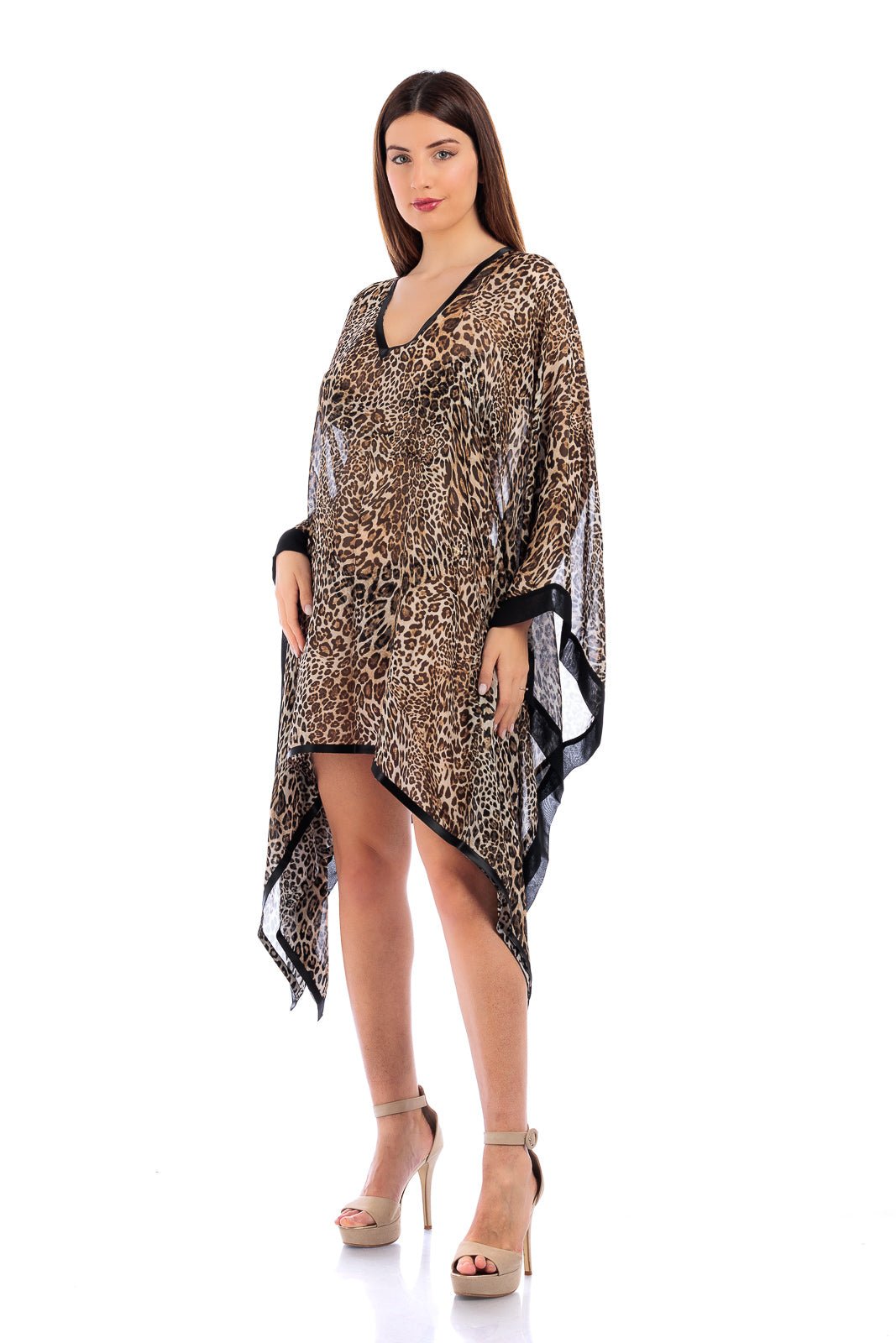 Animalier Silk Chiffon Short Kaftan