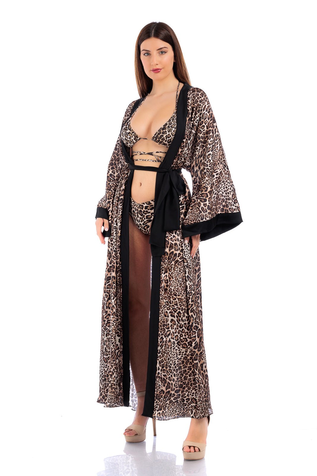 Animalier Silk Long Robe