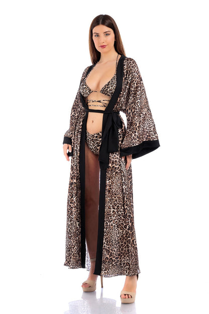 Animalier Silk Long Robe