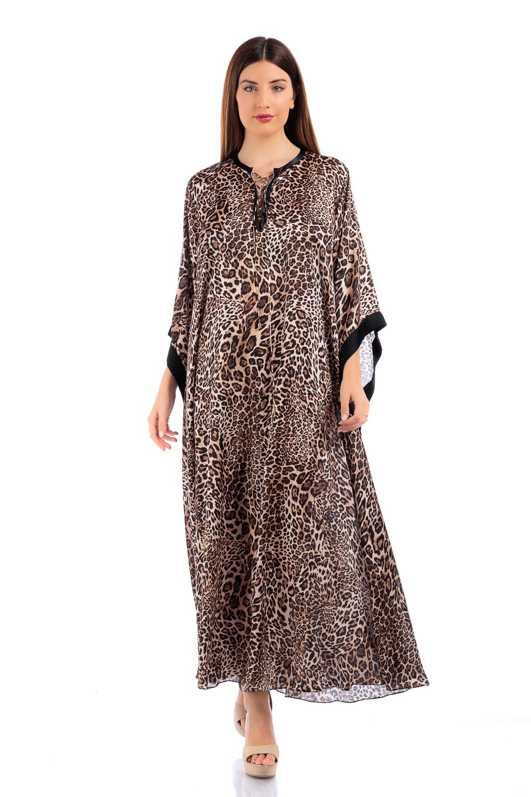 Animalier Silk V-neck Kaftan