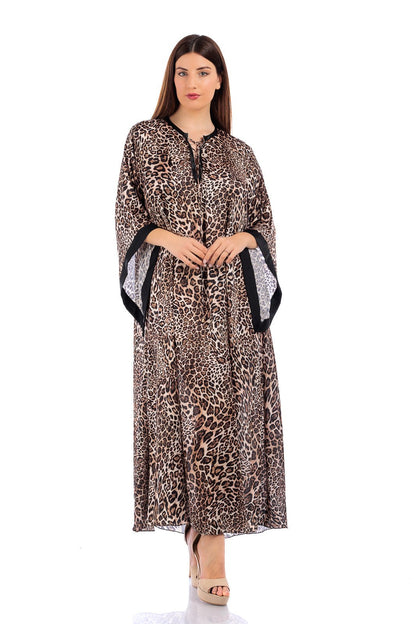 Animalier Silk V-neck Kaftan