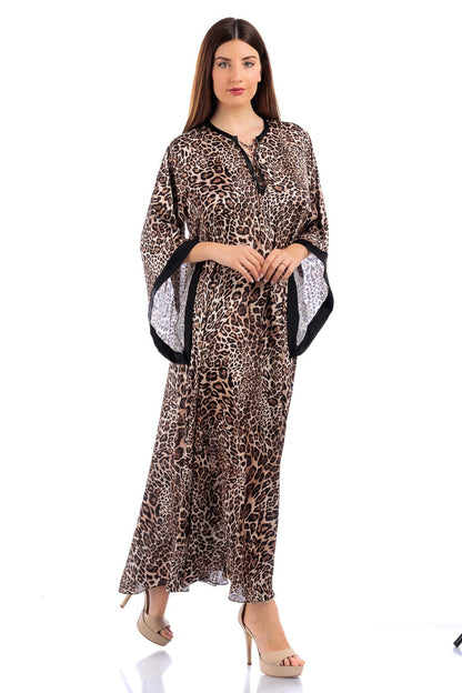 Animalier Silk V-neck Kaftan
