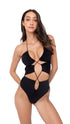 Black Plain Cut-Out Ruched Swimsuit by CAPRI LIFESTYLE